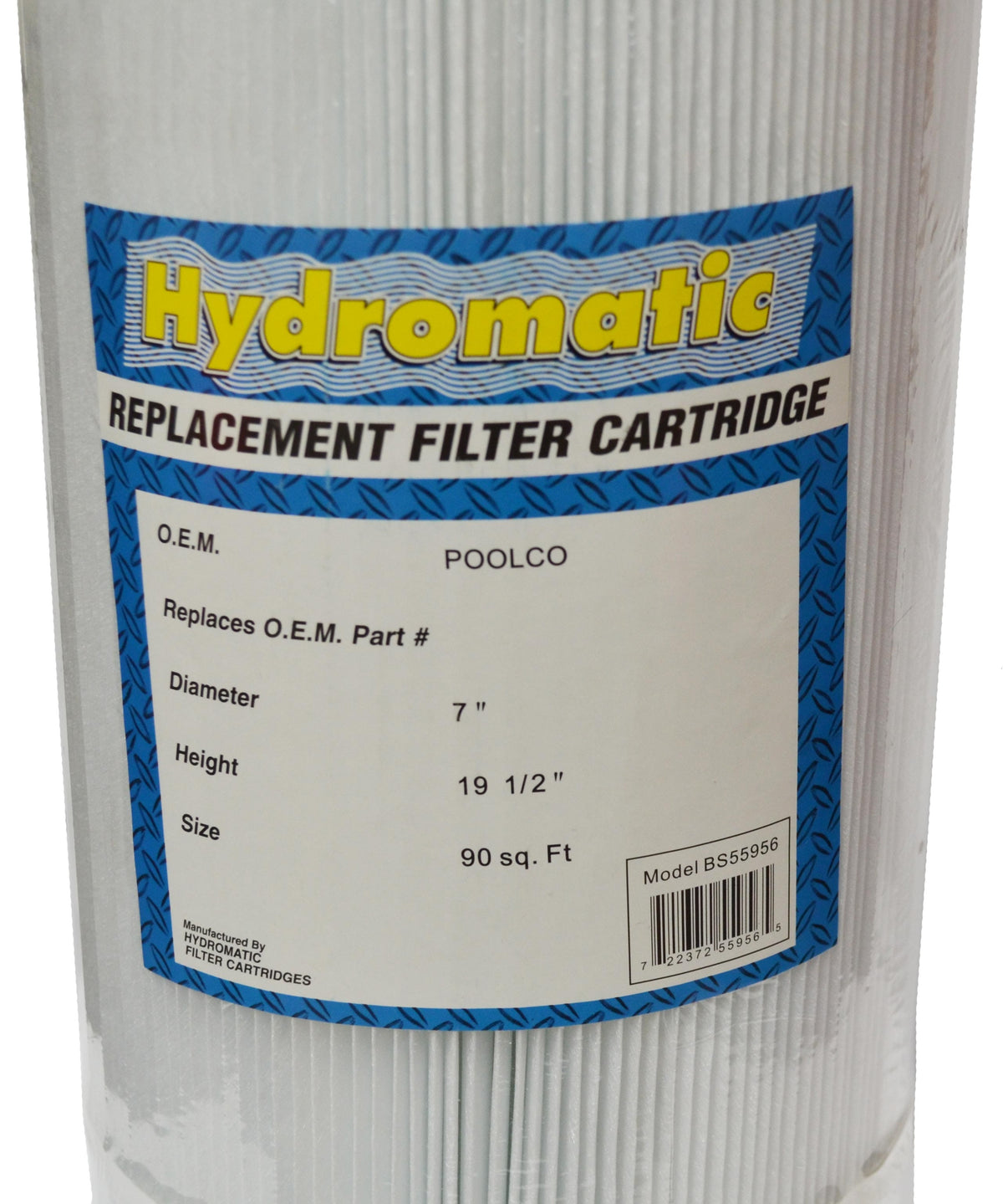 Hydromatic Replacement Filter Cartridge - 90 Sq Ft - 19 1/2" x 7" Pool Filter Hydromatic