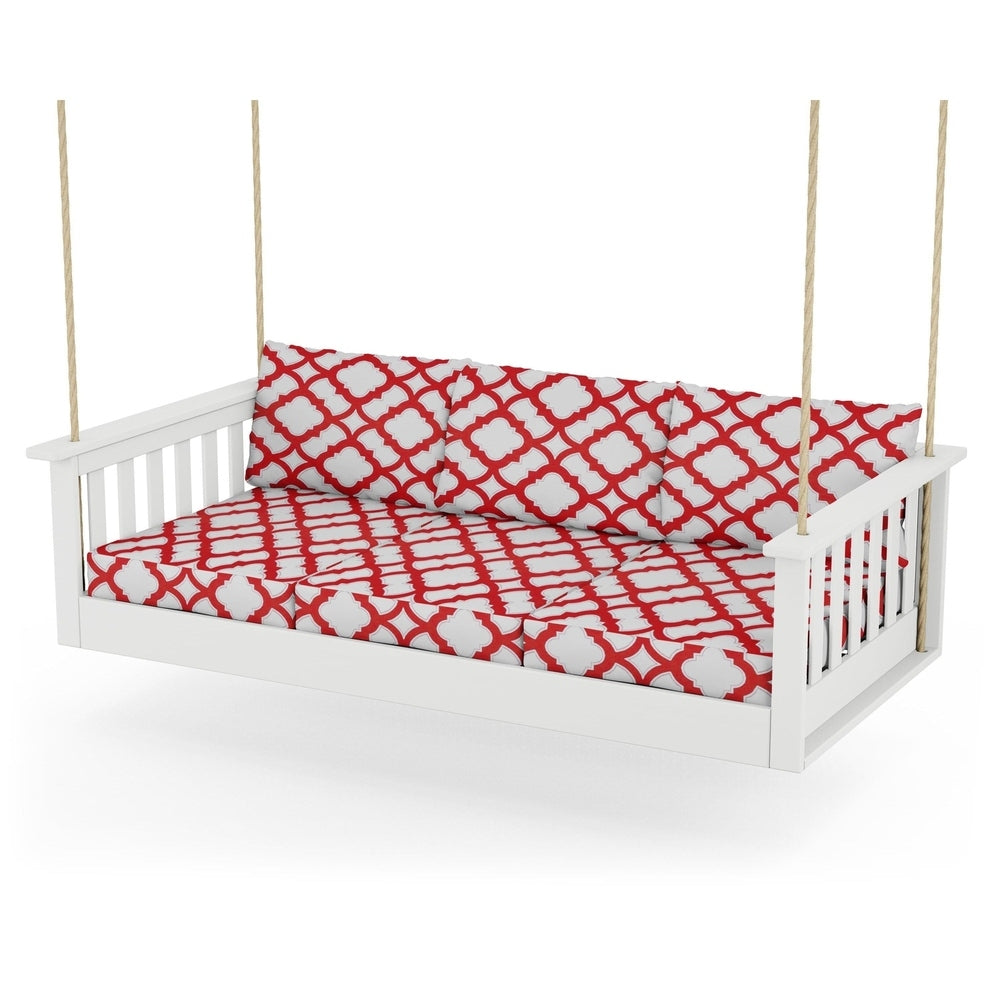Vineyard Daybed Swing - White / Trellis Crimson
