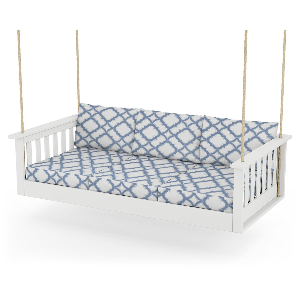Vineyard Daybed Swing - White / Trellis Sky Blue