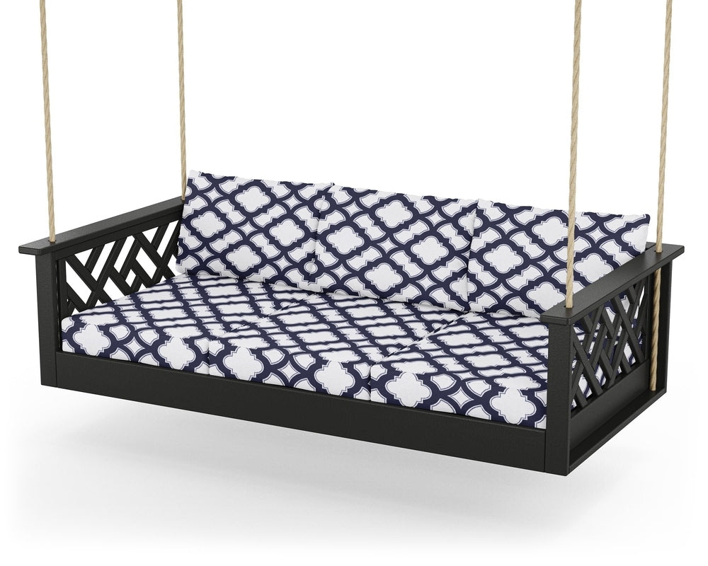 Chippendale Daybed Swing - Black / Trellis Navy