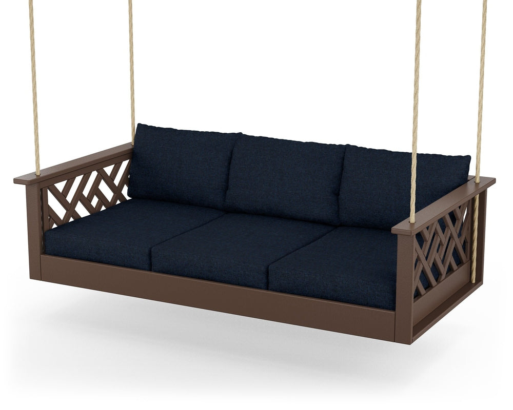Chippendale Daybed Swing - Mahogany / Marine Indigo