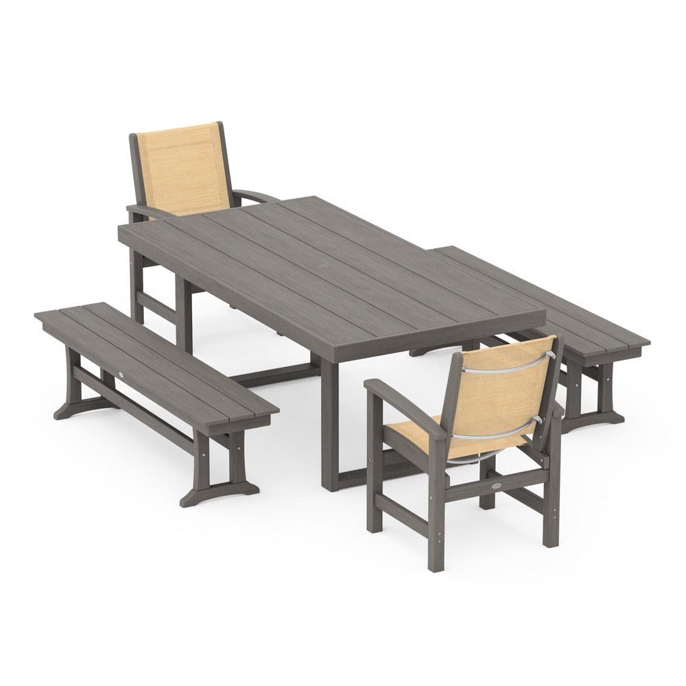POLYWOOD® - Coastal 5-Piece Dining Set with Trestle Legs - PWS870