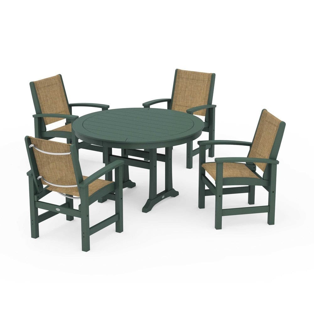 POLYWOOD® - Coastal 5-Piece Round Dining Set with Trestle Legs - PWS1119