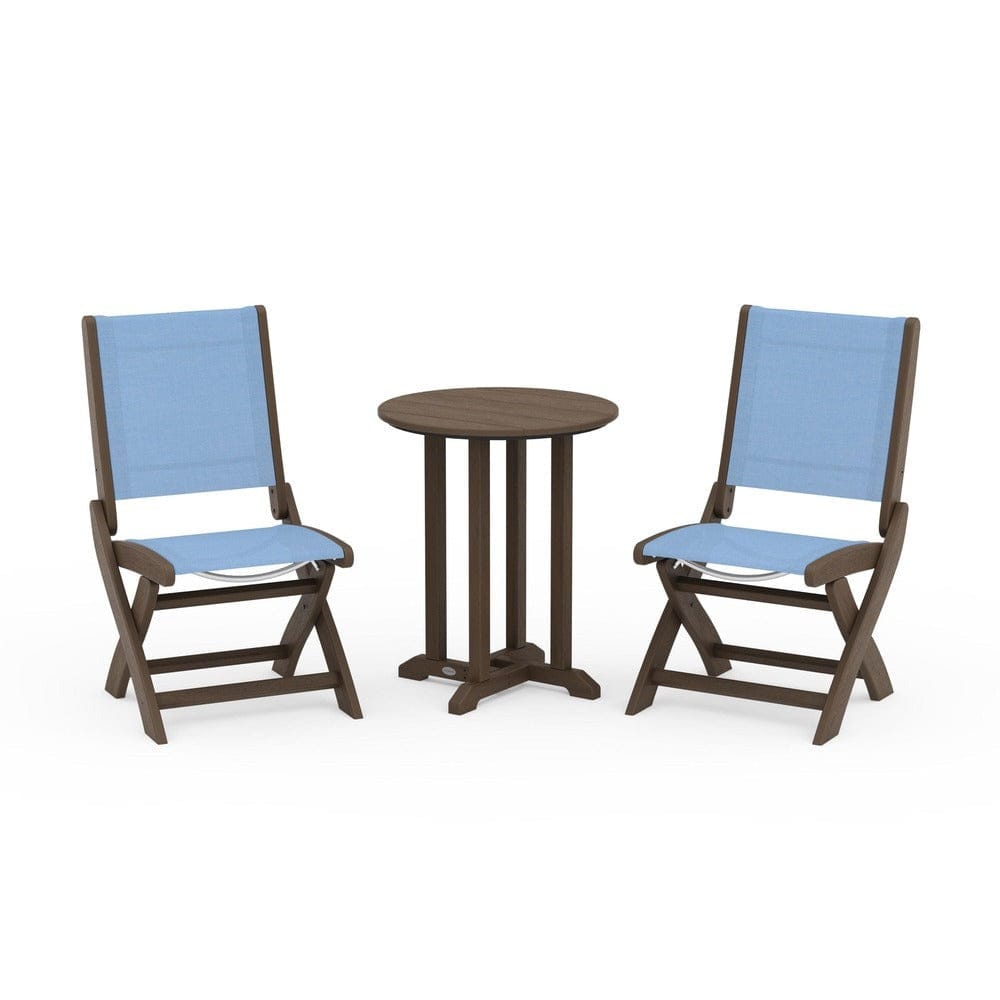 POLYWOOD® - Coastal Folding Side Chair 3-Piece Round Bistro Dining Set - PWS1296