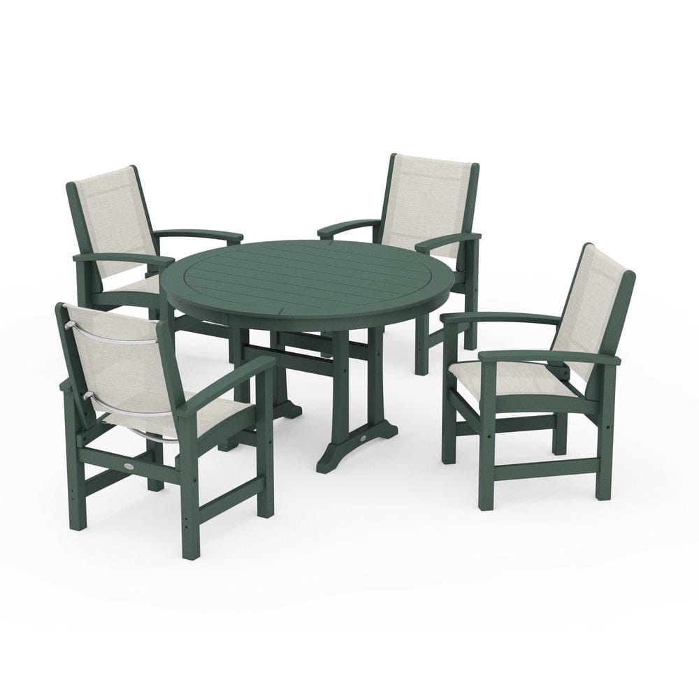 POLYWOOD® - Coastal 5-Piece Round Dining Set with Trestle Legs - PWS1119