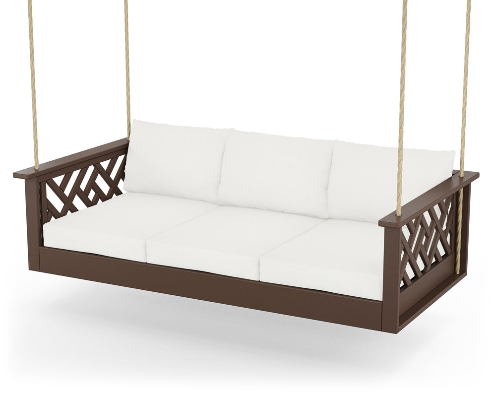 Chippendale Daybed Swing - Mahogany / Natural Linen