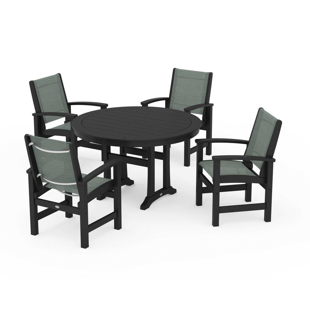 POLYWOOD® - Coastal 5-Piece Round Dining Set with Trestle Legs - PWS1119