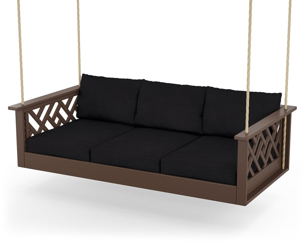 Chippendale Daybed Swing - Mahogany / Midnight Linen