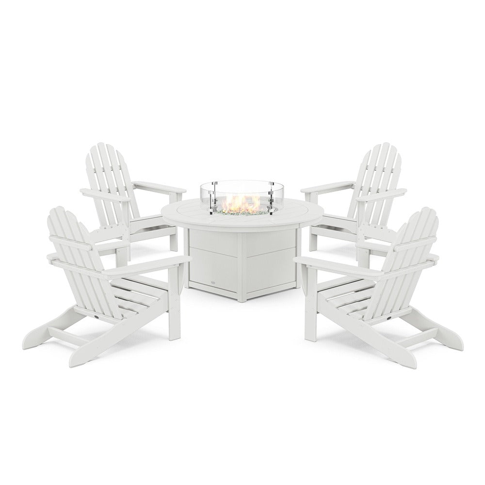 POLYWOOD® Classic Adirondack 5-Piece Conversation Set with Fire Pit Table- PWS706-1 Fire Table POLYWOOD®