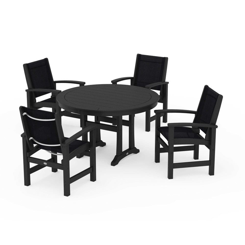 POLYWOOD® - Coastal 5-Piece Round Dining Set with Trestle Legs - PWS1119