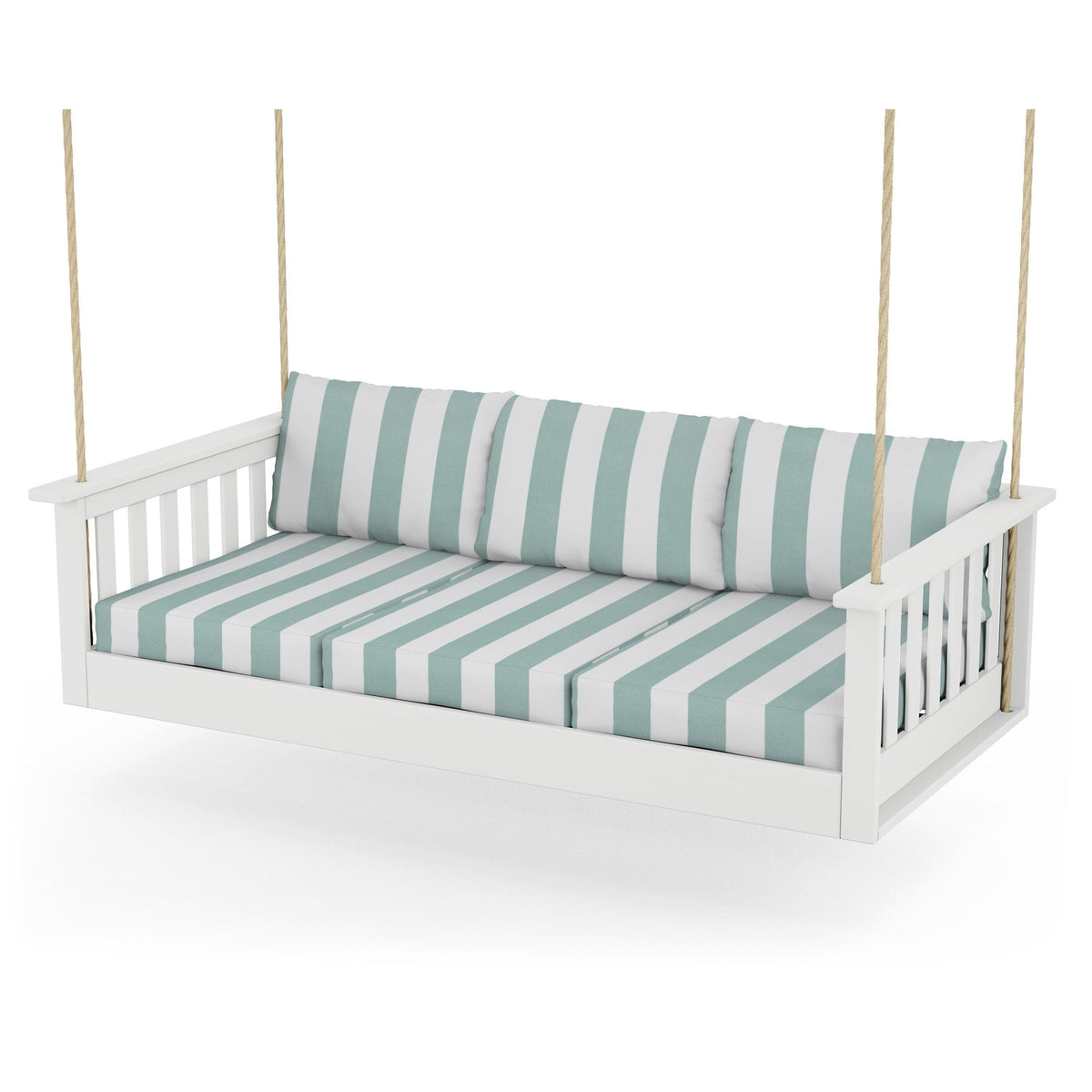 Vineyard Daybed Swing - White / Cabana Stripe Glacier Spa