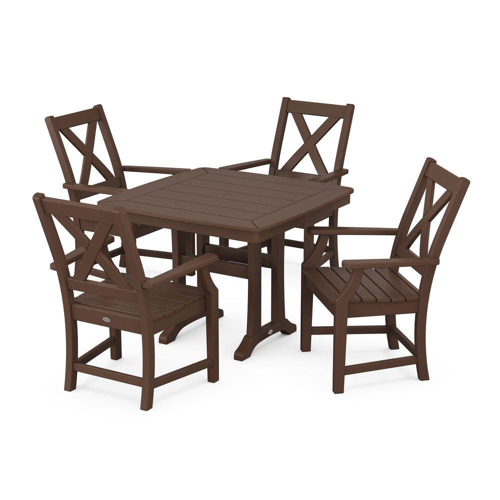 POLYWOOD® Braxton 5-Piece Dining Set with Trestle Legs - Mahogany PWS960-1-MA