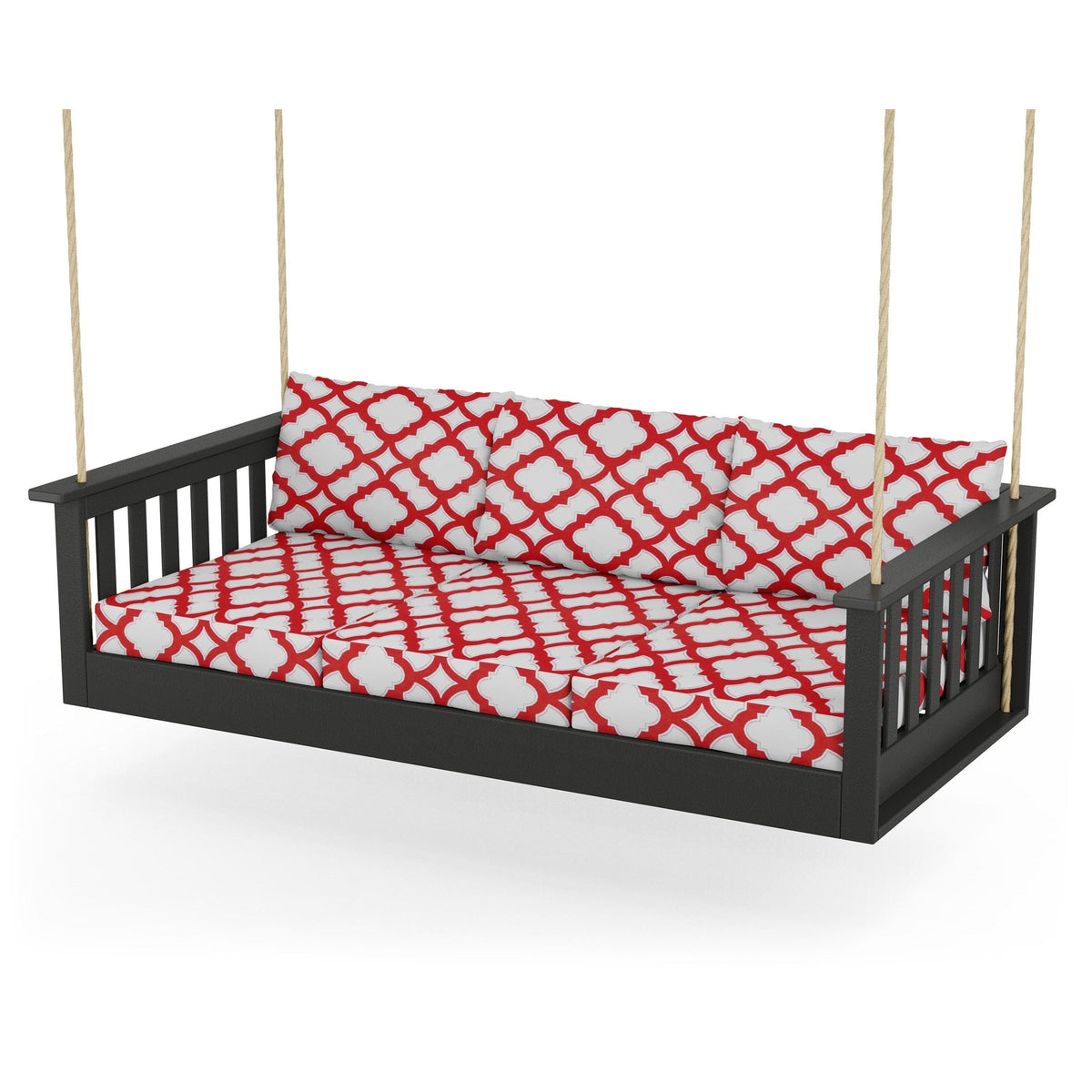 Vineyard Daybed Swing - Black / Trellis Crimson