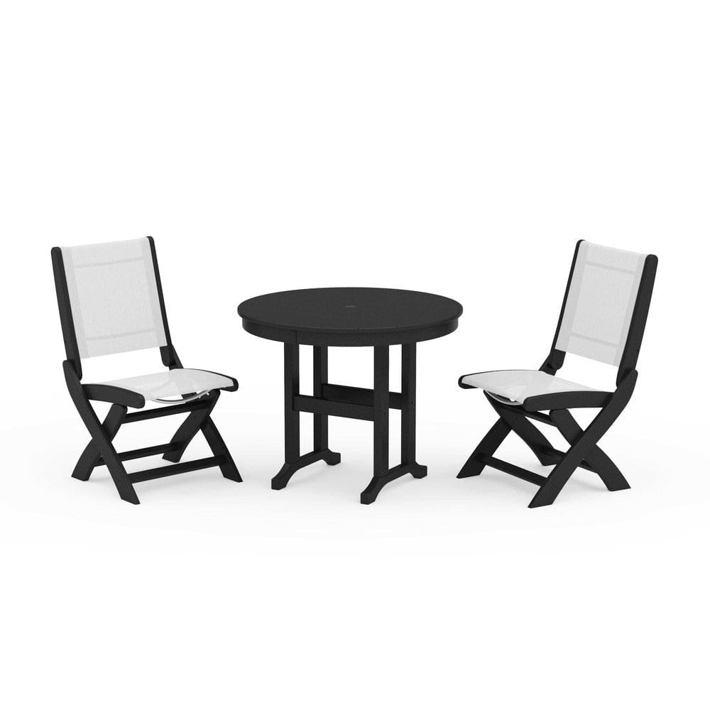 POLYWOOD® - Coastal Folding Side Chair 3-Piece Round Dining Set - PWS1329
