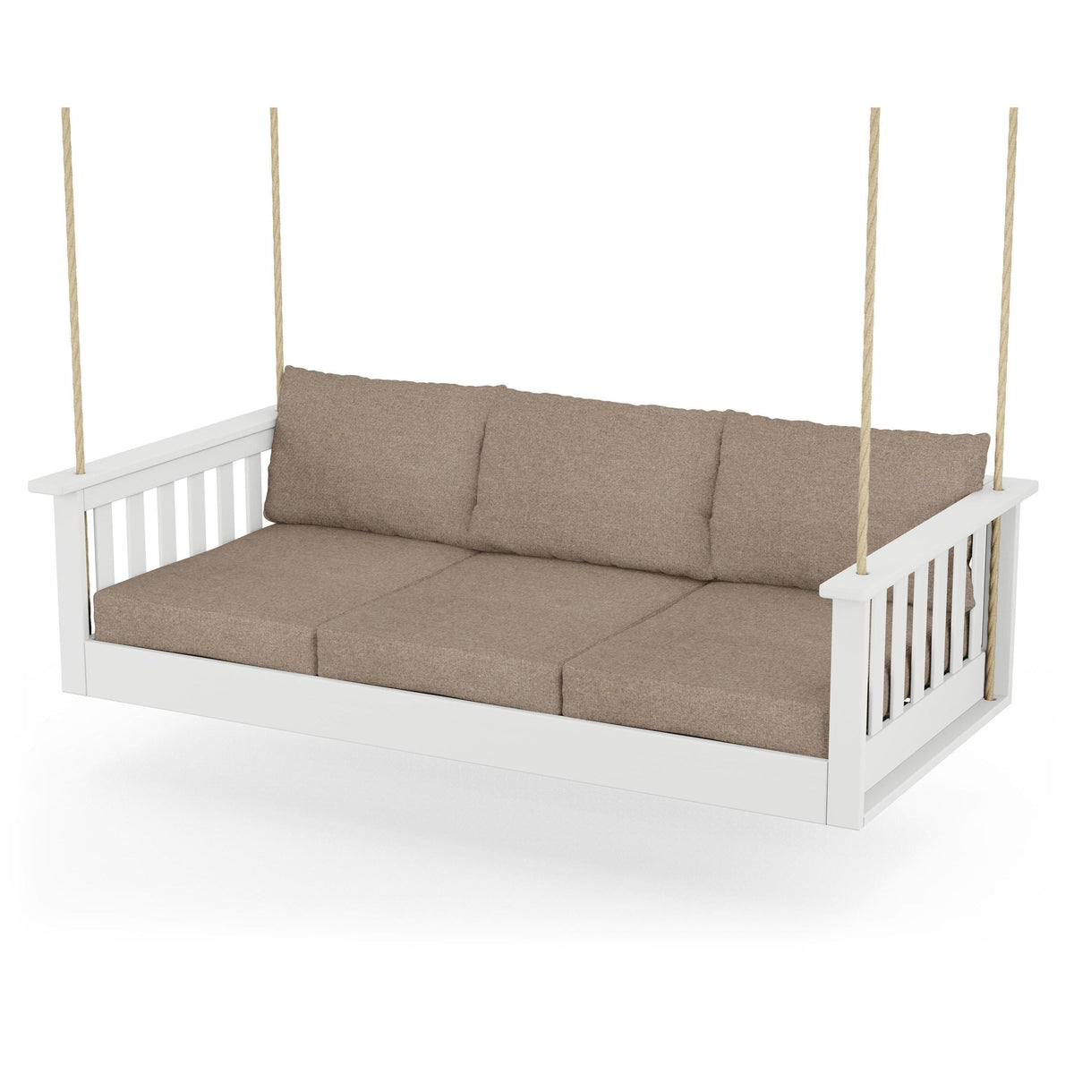 Vineyard Daybed Swing - White / Spiced Burlap