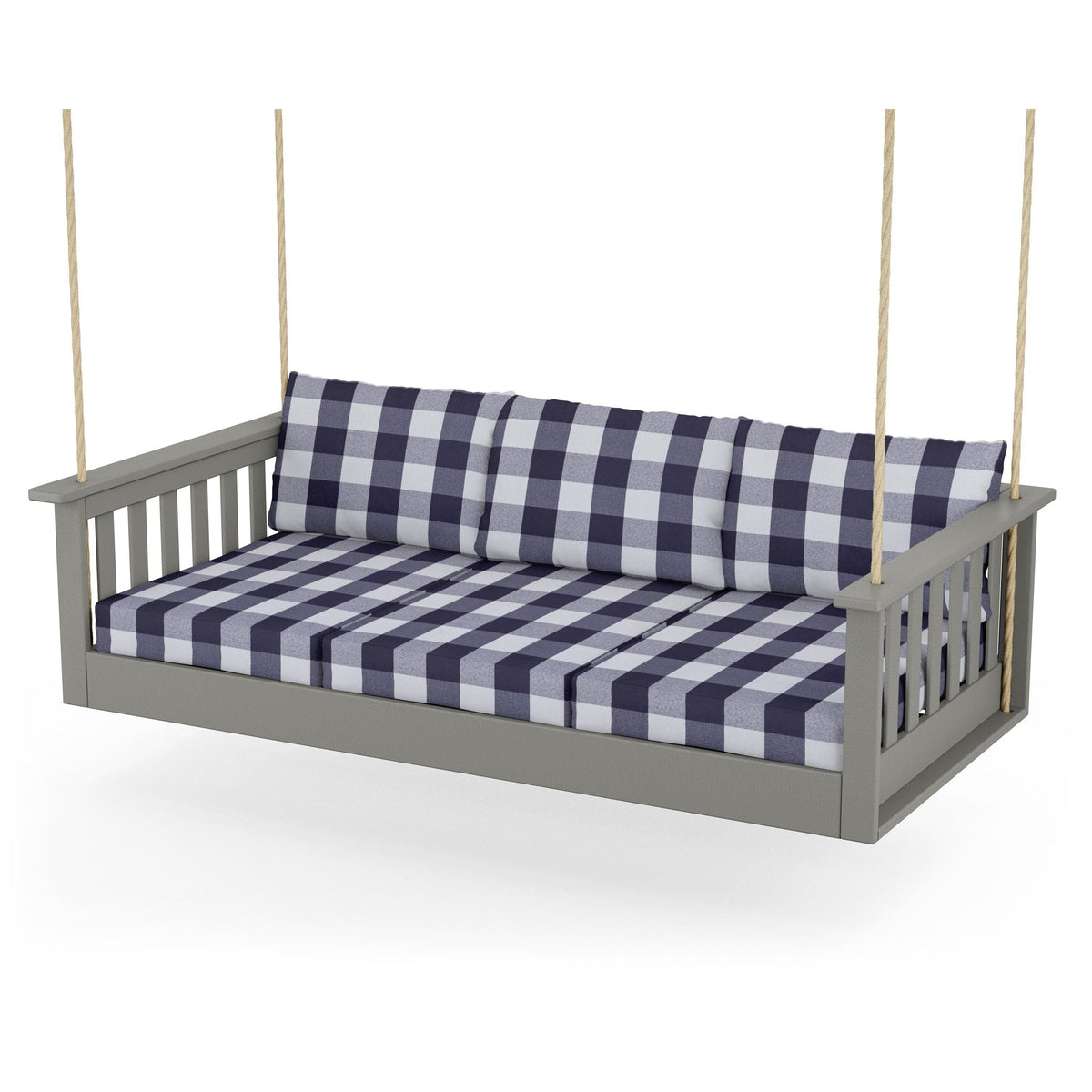 Vineyard Daybed Swing - Slate Grey / Buffalo Plaid Navy