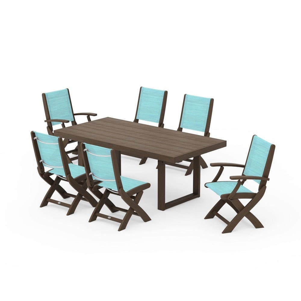 POLYWOOD® - Coastal Folding Chair 7-Piece Dining Set with Trestle Legs - PWS871