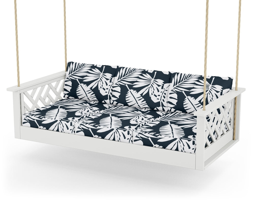 Chippendale Daybed Swing - White / Leaf Marine Indigo