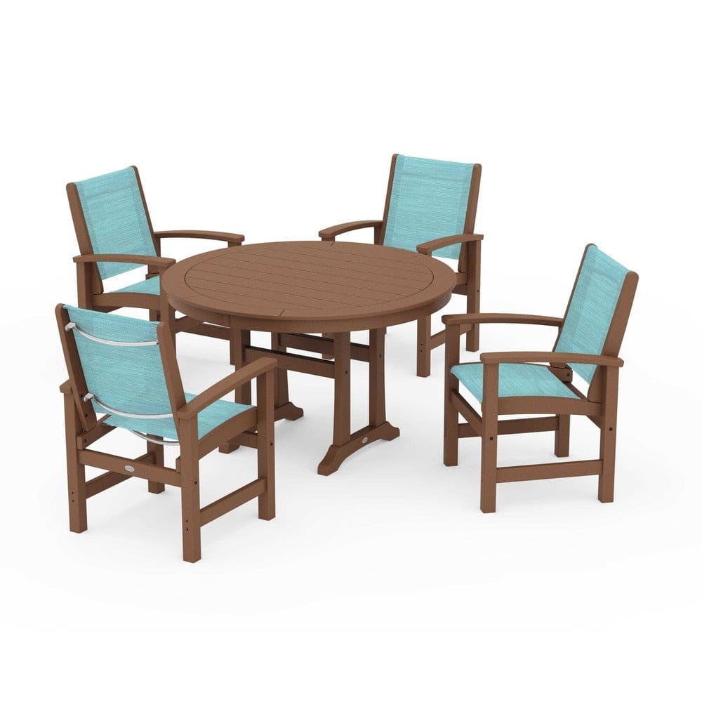 POLYWOOD® - Coastal 5-Piece Round Dining Set with Trestle Legs - PWS1119