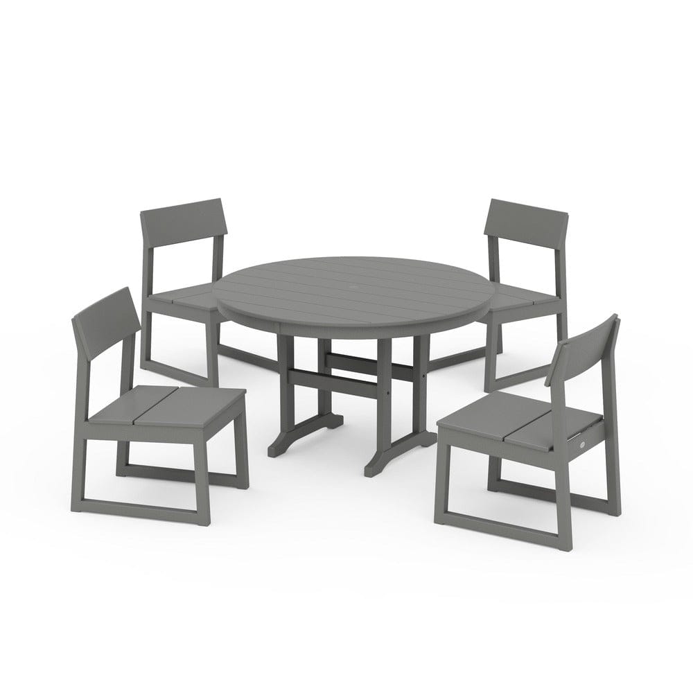 POLYWOOD® - EDGE Side Chair 5-Piece Round Farmhouse Dining Set - PWS1360 Outdoor Furniture POLYWOOD®