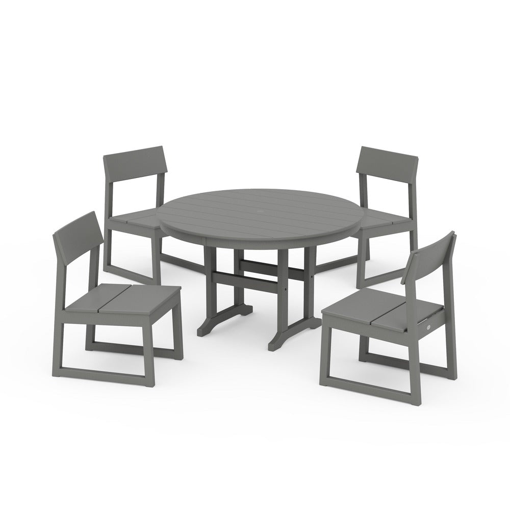 POLYWOOD® - EDGE Side Chair 5-Piece Round Farmhouse Dining Set - PWS1360 Outdoor Furniture POLYWOOD®