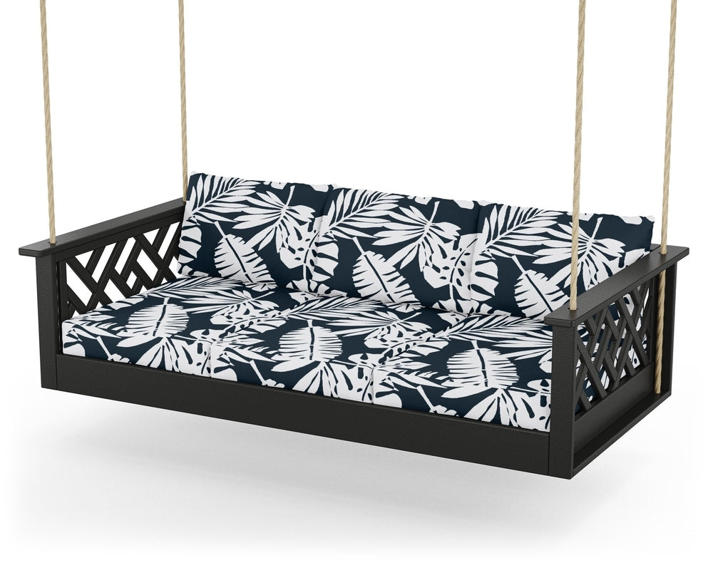 Chippendale Daybed Swing - Black / Leaf Marine Indigo