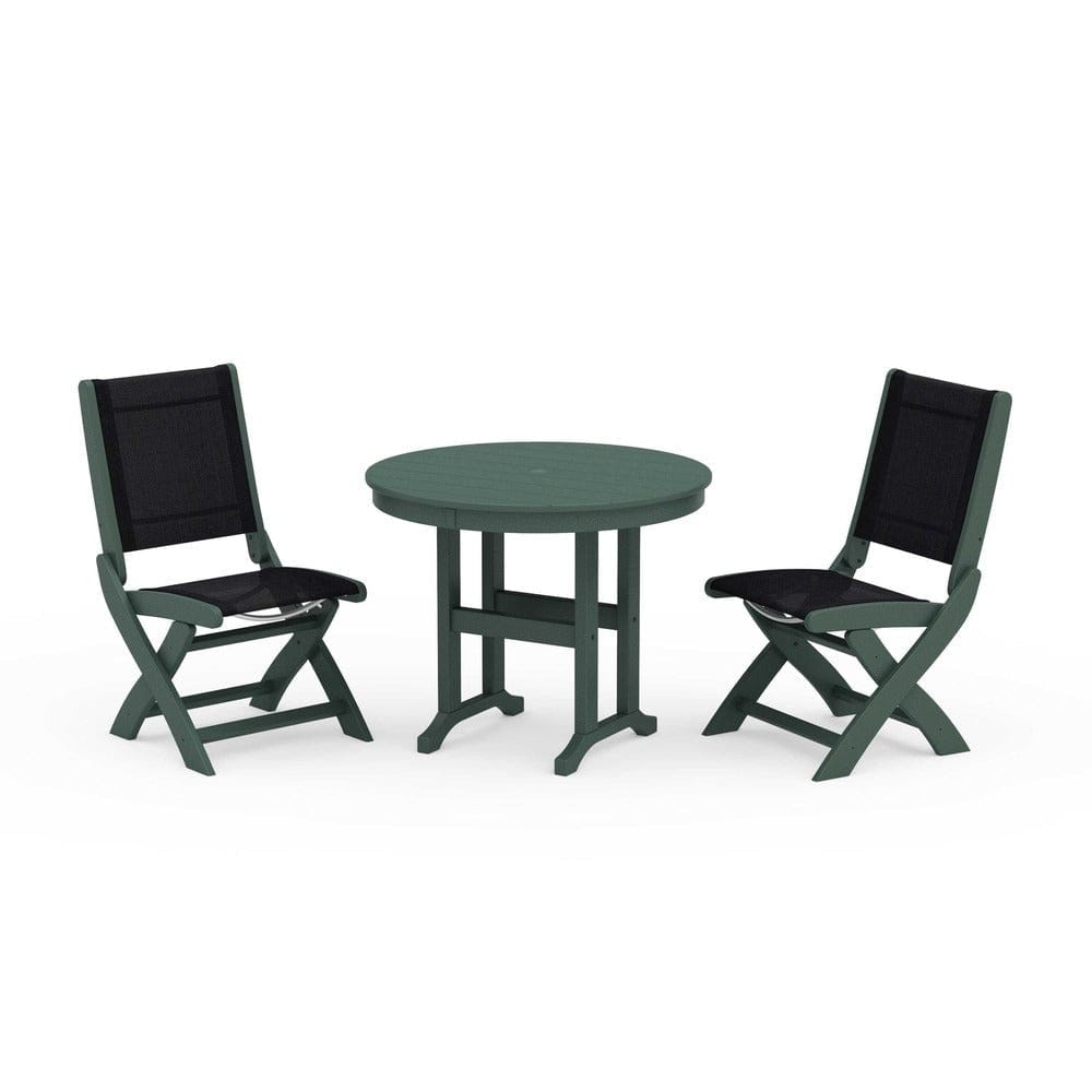 POLYWOOD® - Coastal Folding Side Chair 3-Piece Round Dining Set - PWS1329