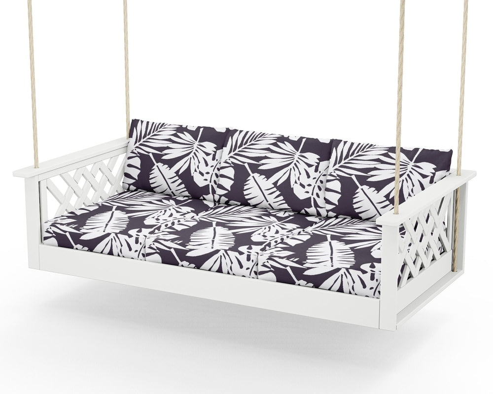 Wovendale Daybed Swing - White / Leaf Navy