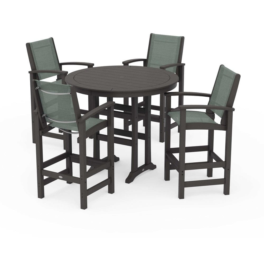 POLYWOOD® - Coastal 5-Piece Nautical Trestle Bar Set - PWS304 Outdoor Furniture POLYWOOD®