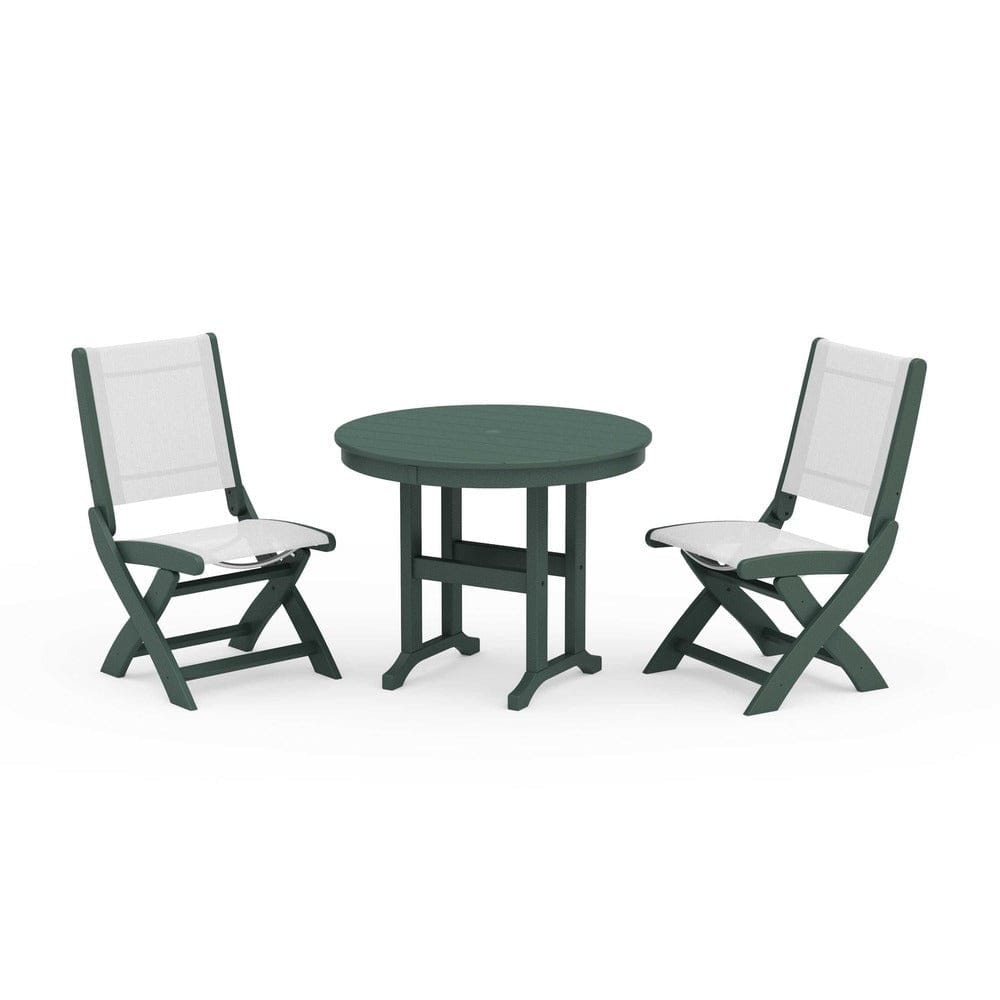 POLYWOOD® - Coastal Folding Side Chair 3-Piece Round Dining Set - PWS1329