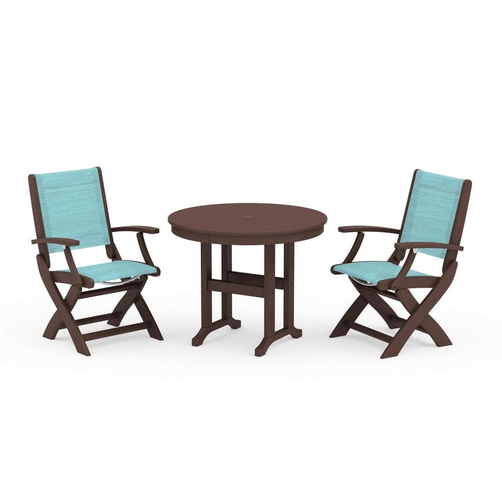 POLYWOOD® - Coastal Folding Chair 3-Piece Round Dining Set - PWS1328