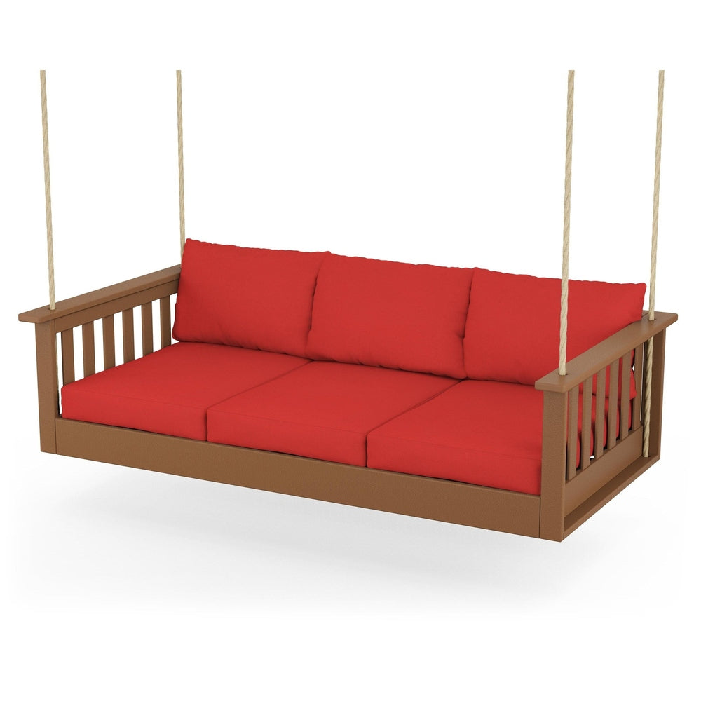 Vineyard Daybed Swing - Teak / Crimson Linen