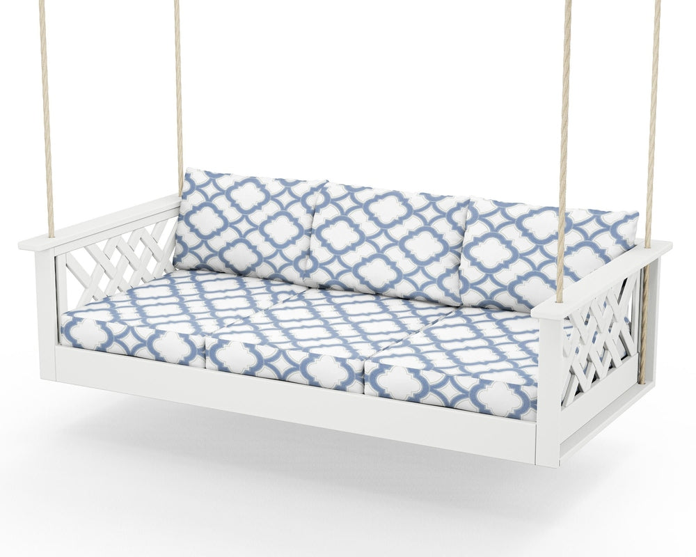 Wovendale Daybed Swing - White / Trellis Sky Blue