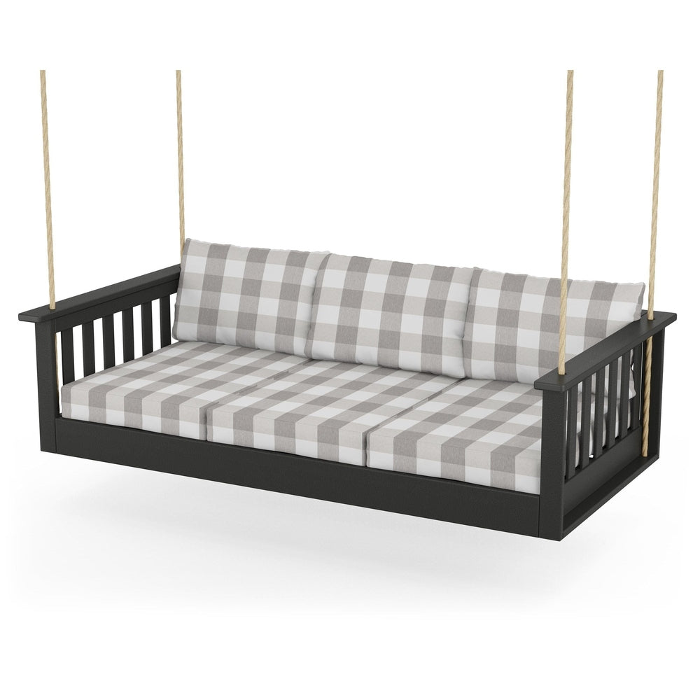 Vineyard Daybed Swing - Black / Buffalo Plaid Grey Mist