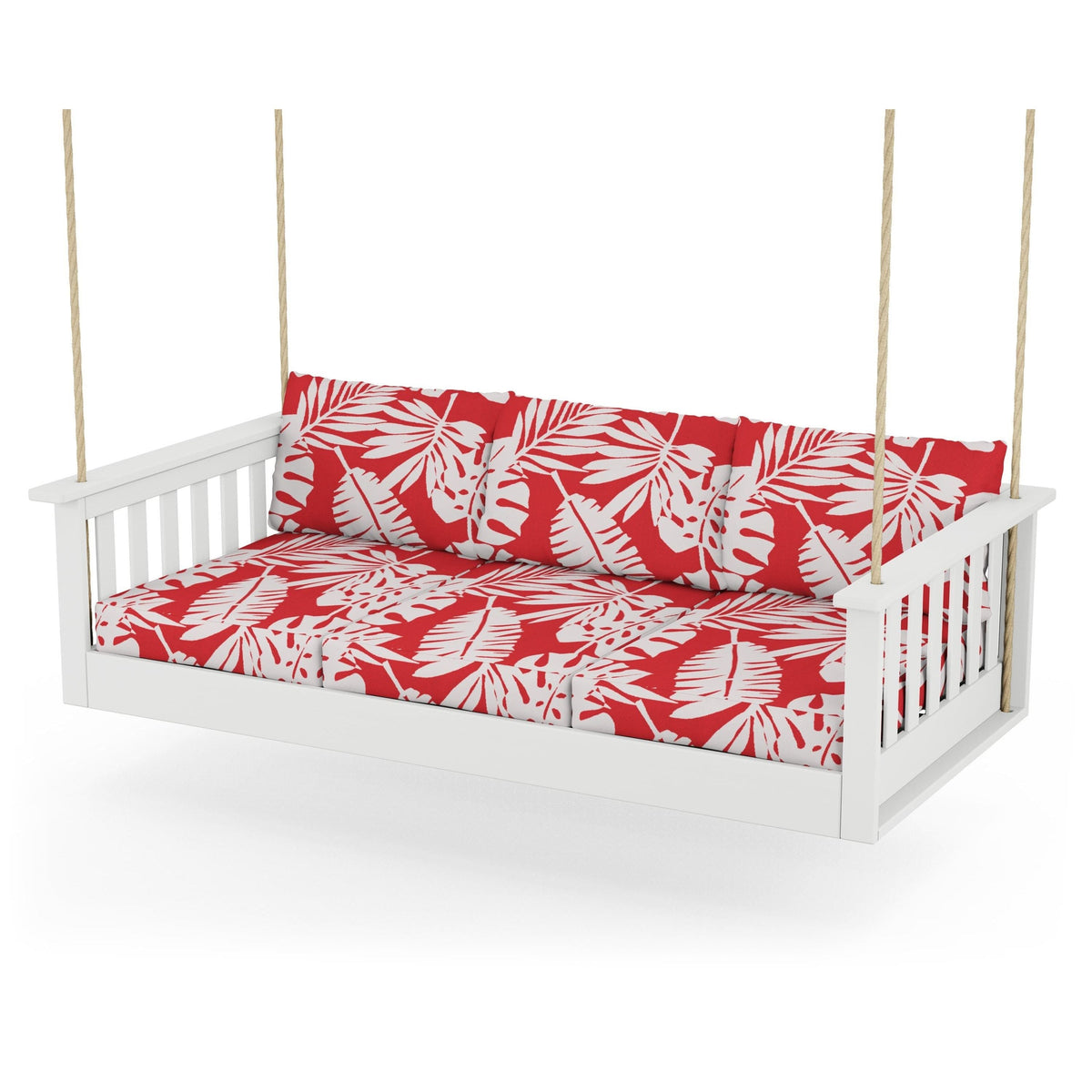 Vineyard Daybed Swing - White / Leaf Crimson