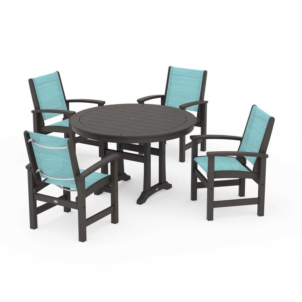 POLYWOOD® - Coastal 5-Piece Round Dining Set with Trestle Legs - PWS1119