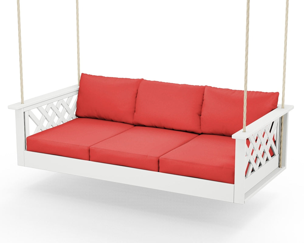Wovendale Daybed Swing - White / Crimson Linen