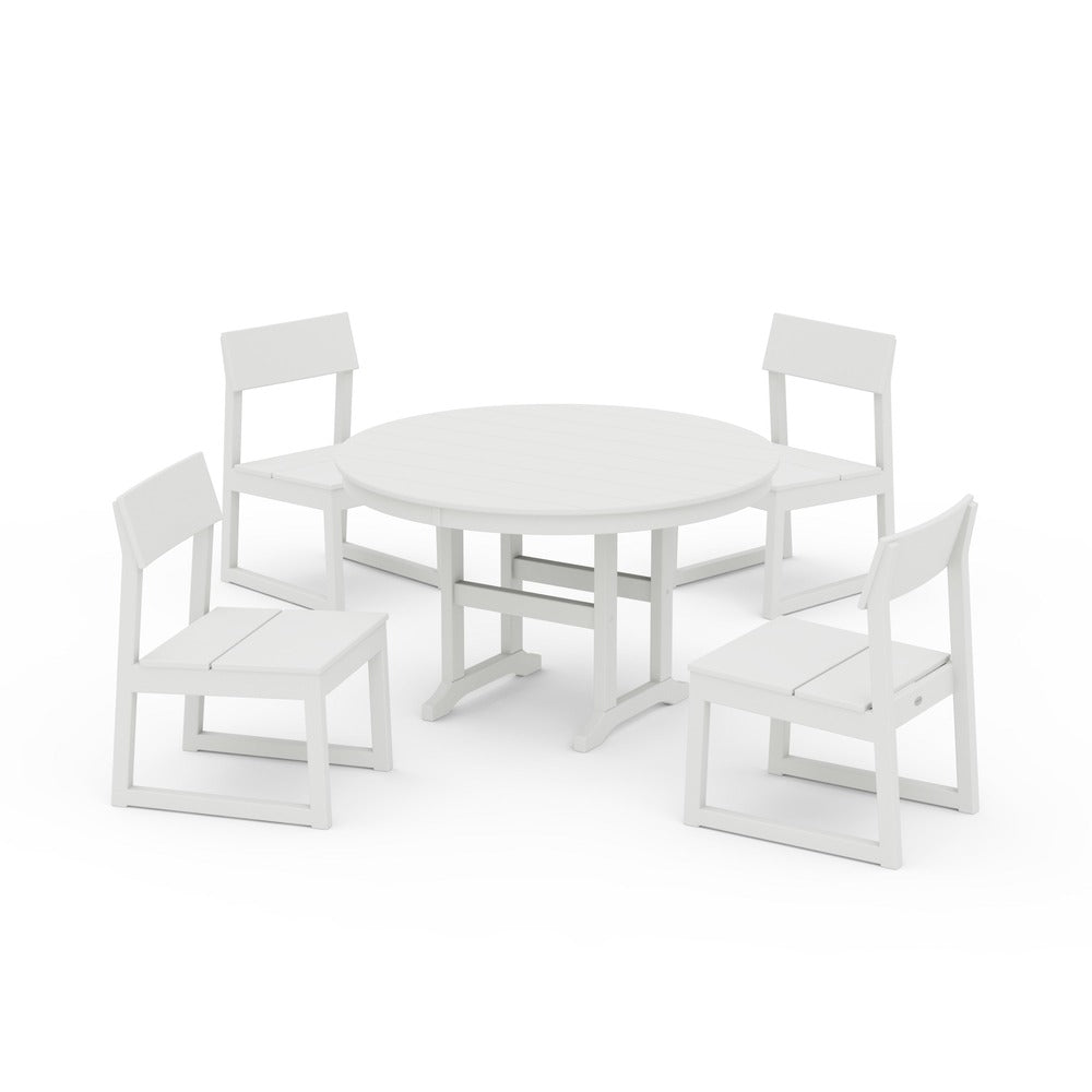 POLYWOOD® - EDGE Side Chair 5-Piece Round Farmhouse Dining Set - PWS1360 Outdoor Furniture POLYWOOD®