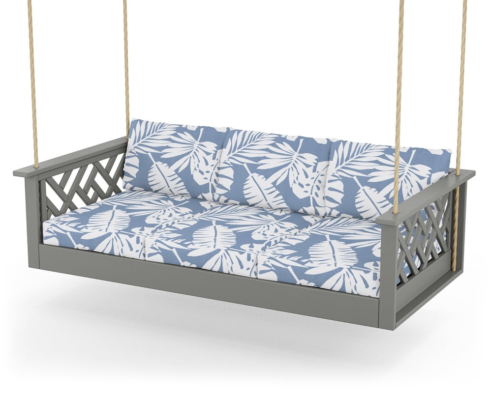 Chippendale Daybed Swing - Slate Grey / Leaf Sky Blue