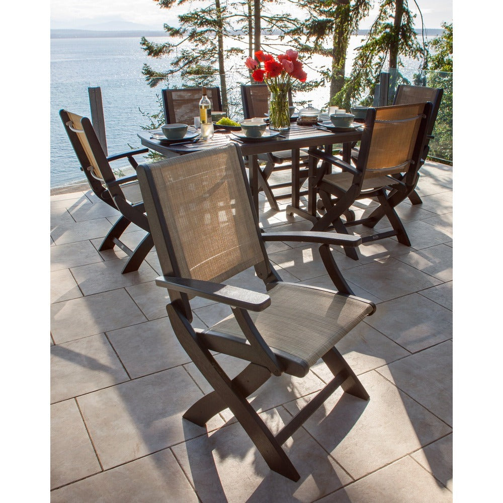 POLYWOOD® - Coastal Folding Arm Chair 7-Piece Dining Set - PWS154 Outdoor Furniture POLYWOOD®