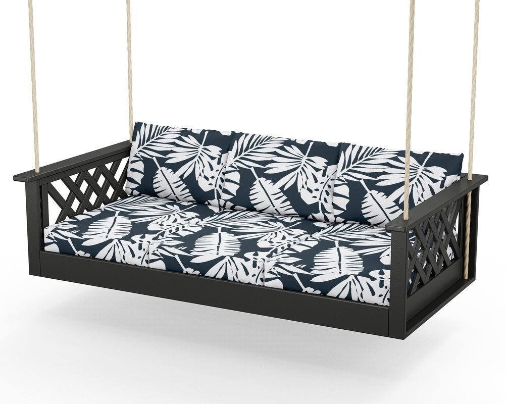 Wovendale Daybed Swing - Black / Leaf Marine Indigo