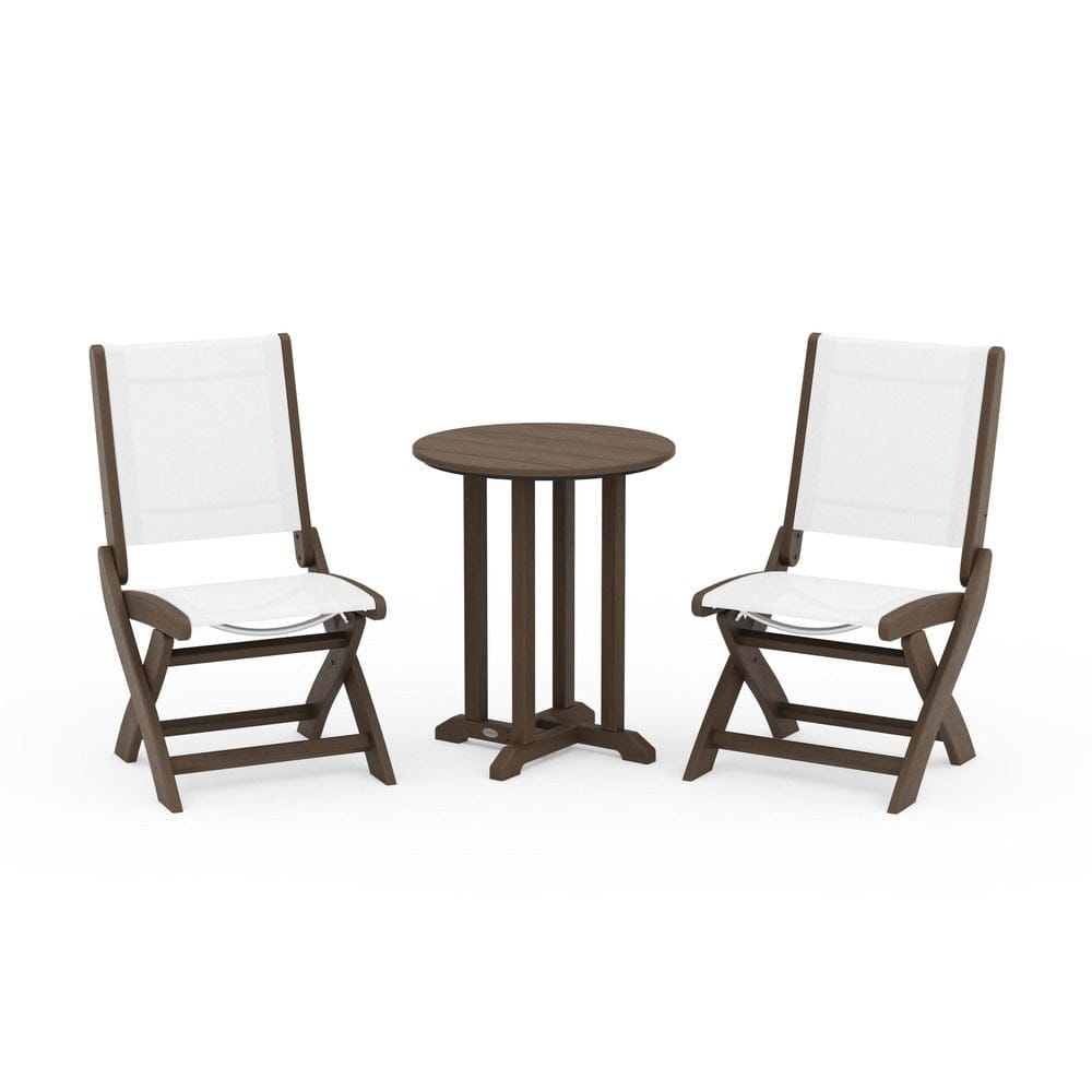 POLYWOOD® - Coastal Folding Side Chair 3-Piece Round Bistro Dining Set - PWS1296