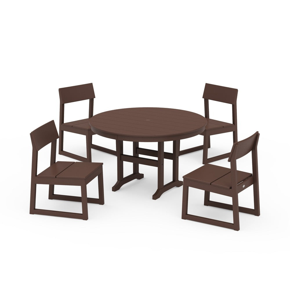 POLYWOOD® - EDGE Side Chair 5-Piece Round Farmhouse Dining Set - PWS1360 Outdoor Furniture POLYWOOD®