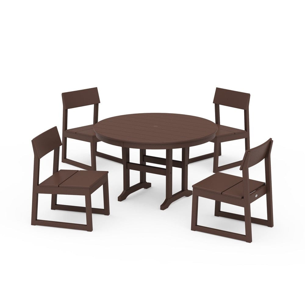 POLYWOOD® - EDGE Side Chair 5-Piece Round Farmhouse Dining Set - PWS1360 Outdoor Furniture POLYWOOD®