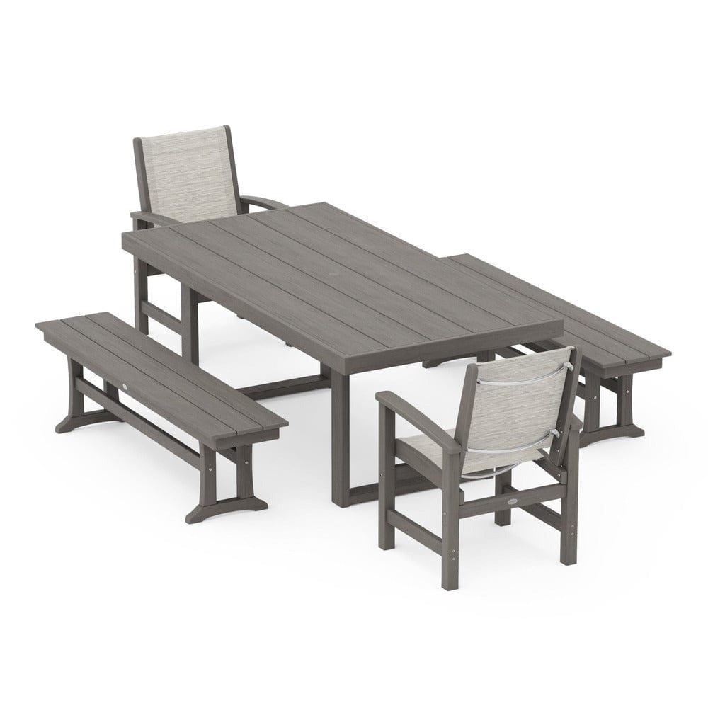 POLYWOOD® - Coastal 5-Piece Dining Set with Trestle Legs - PWS870