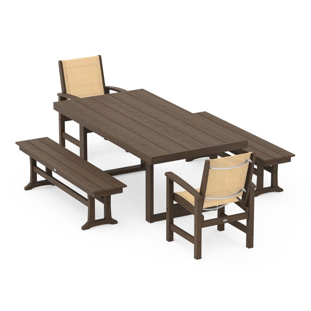 POLYWOOD® - Coastal 5-Piece Dining Set with Trestle Legs - PWS870