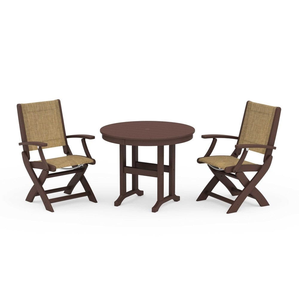 POLYWOOD® - Coastal Folding Chair 3-Piece Round Dining Set - PWS1328