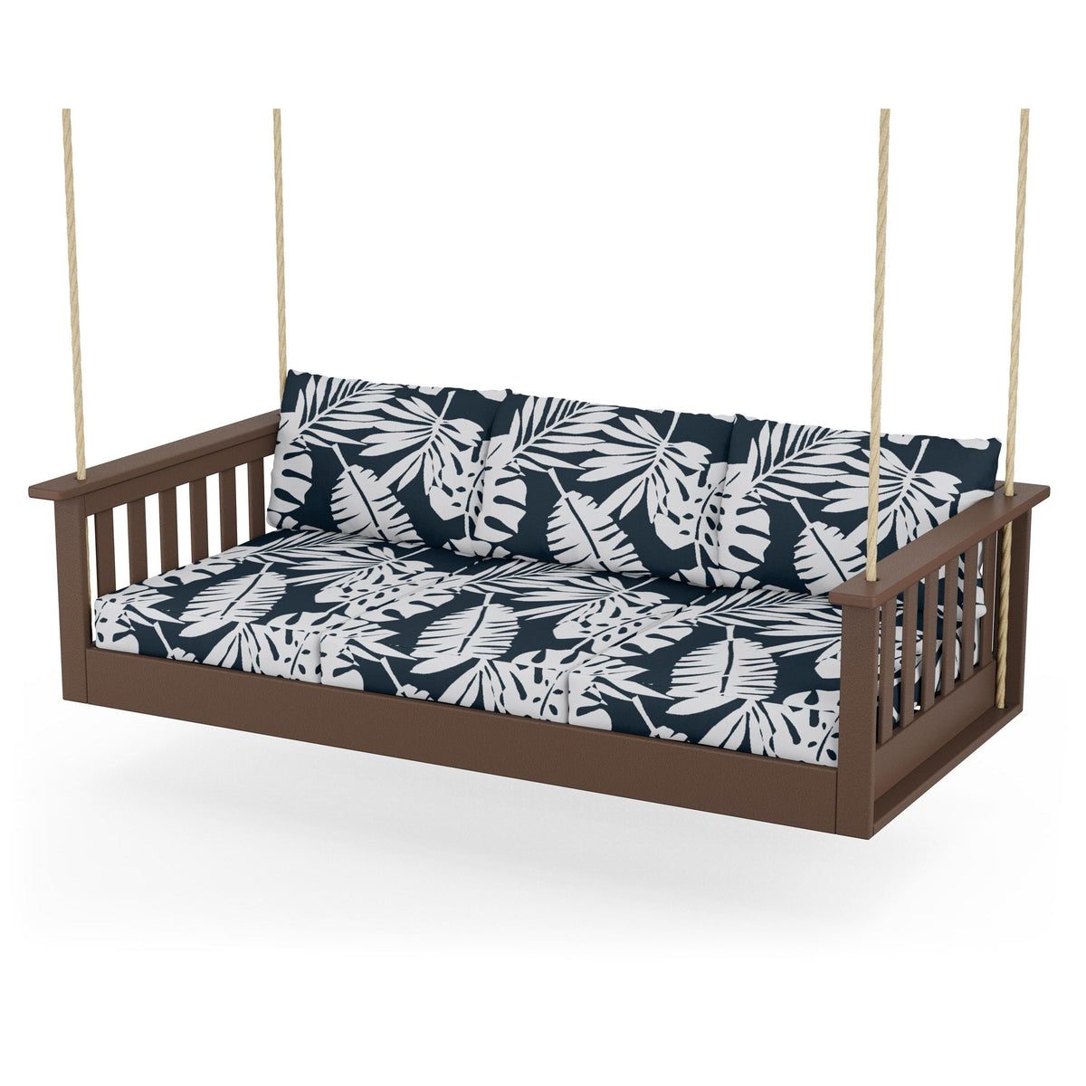 Vineyard Daybed Swing - Mahogany / Leaf Marine Indigo