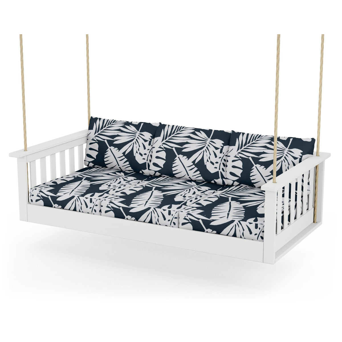 Vineyard Daybed Swing - White / Leaf Marine Indigo