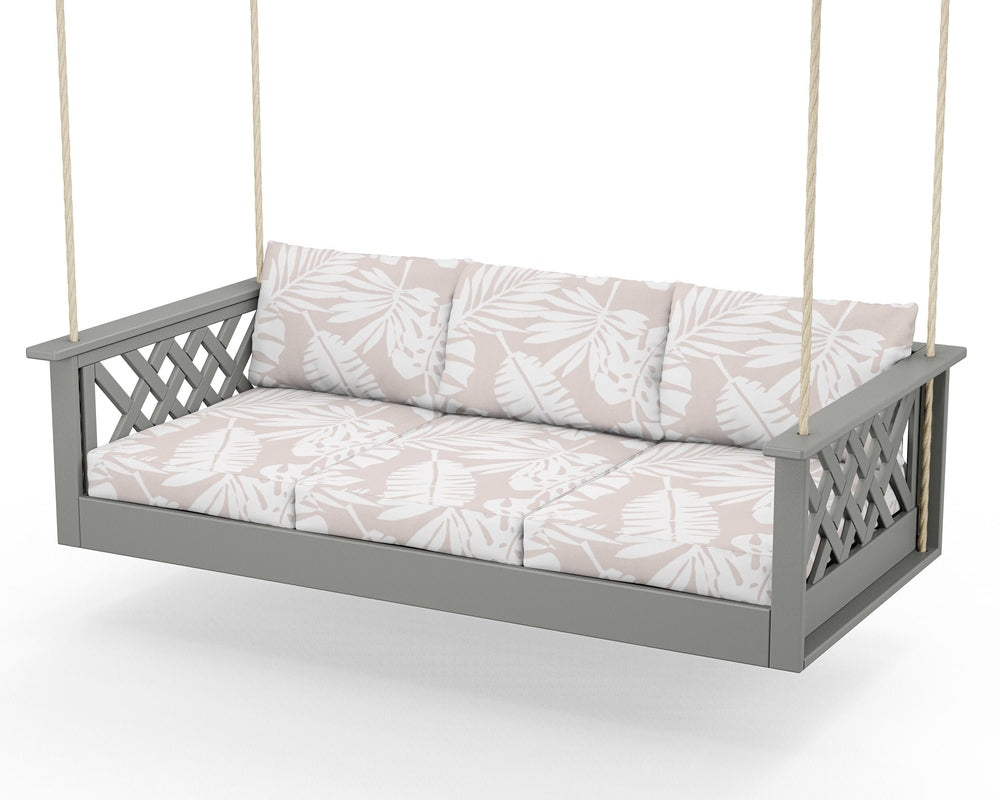 Wovendale Daybed Swing - Slate Grey / Leaf Dune Burlap